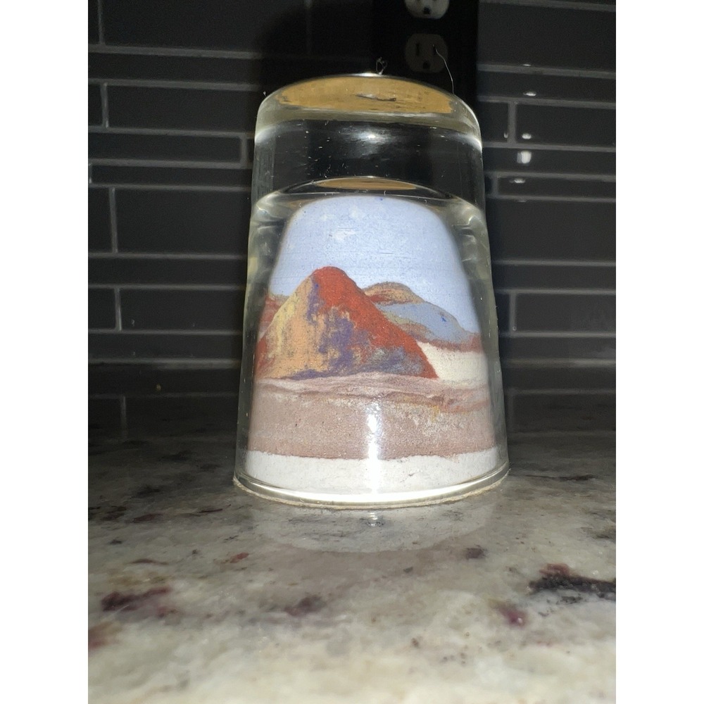 Painted Desert Sands in Shot Glass Native American Artist Fred Harvey Store 70's